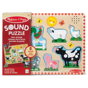 Melissa & Doug Farm Animals Sound Puzzle - Wooden Peg Puzzle with Sound Effects (8 Pcs), Pack of 2