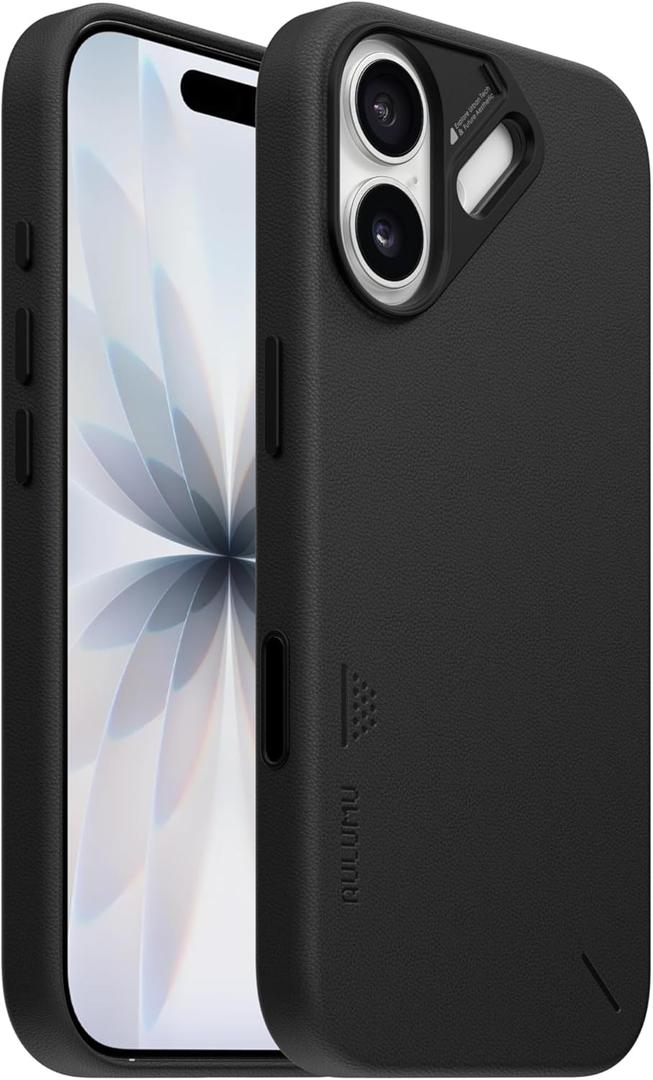 Aulumu A17 Vegan Leather iPhone 17 Case | Camera Control | Luxury Comfort | Compatible with MagSafe | Complete Wrap-Around - Black