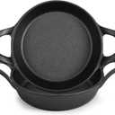 Mini Cast Iron Skillets 6.3 x 6.3 x 1.5 Inch Cast Iron Pan Small Ramekin Set Black Casserole Dish Cookware Oven Safe Mini Skillets for Kitchen Indoor Outdoor Picnic (2 Pack)