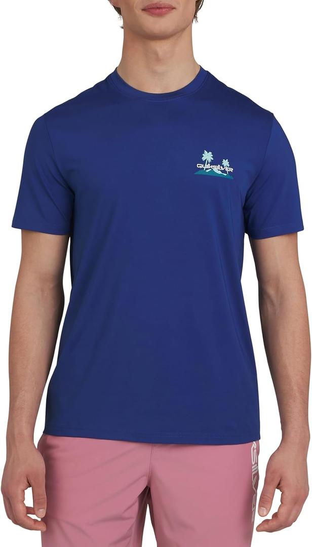 Quiksilver Men's Swimwear Regular Fit UPF 50 Short Sleeve Sun Tee (Blue, M)