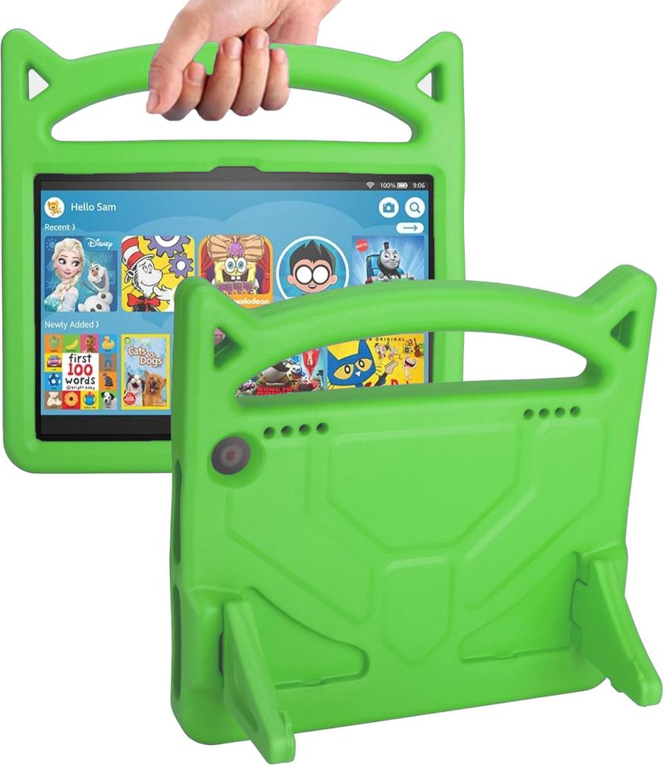 2024 New 8inch Tablet Case for Kids(12th/10th Generation, 2024/2022/2020 Release) Incompatible with iPad Sony 8inch Tablet-SHERBORN Lightweight Shockproof Case with Stand Handle - Green