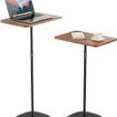 Portable Laptop Floor Stand, Bedside/Sofa Table with Height Adjustable 18''~48'', Sleek Wooden Lectern Standing Desk Mobile Podium for Home, Office, School, Black