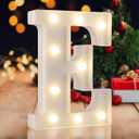LED Marquee Letters, White 26 Alphabet Light Up Letters, Battery Powered LED Letter Lights for Birthday Party, Christmas Night, Home, Bar, Graduation, Wedding Decoration(E)