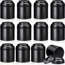 Meanplan 12 Pcs Tea Tin Canister with Airtight Double Lids Round Tin Can Box Small Kitchen Tea Canister Loose Leaf Storage Containers for Loose Bags Coffee Sugar Candy Spices(Black,8 oz)