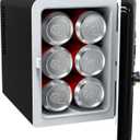 Frigidaire Retro 9-Can Mini Personal Fridge Portable Cooler for Car, Office, Bedroom, Dorm Room, or Cabin, 11.8" D x 7.1" W x 10.1" H, BLACK