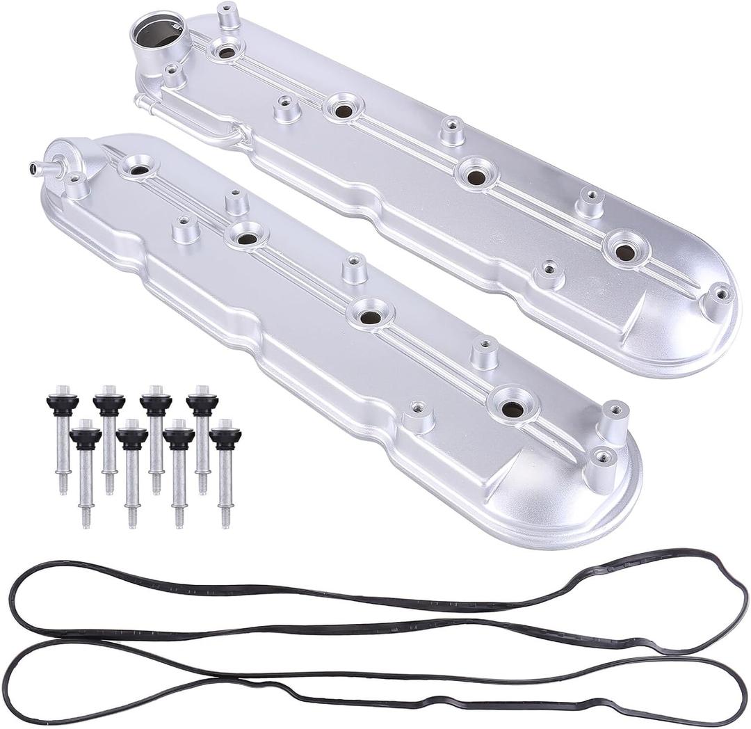 Set of 2 12570427 12582224 Driver and Passenger Side Engine Valve Cover w/Gaskets, Bolts fit for 1999-2008 Chevy Tahoe Silverado Suburban 1500 2500 3500 Sierra Yukon Valve Cover 5.3 6.2 6.0 264-965