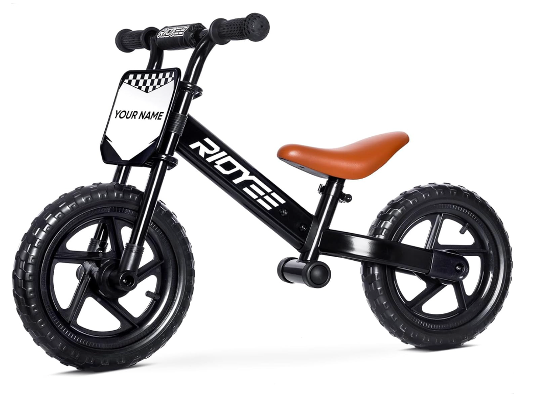 RIDYEE Toddler Balance Bike 2 Year Old, Kids Balance Bike for 2 to 5 Year with Tool-Free Adjustment, Limited Steering, Footrest, Custom Name Plate with Stickers, Gift Bike for 2-3 Boys, White