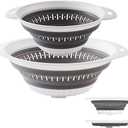 Collapsible Colander and Strainer,Silicone Strainer Colanders & Food Strainers,for Vegetable and Fruit, Kitchen Essentials (2, White, 1.3L+2.5L) White