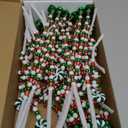 Liliful 40 Pcs Christmas Curly Pick Christmas Candy Cane Picks Decoration Plastic Twisted Lollipop Strips and Bells Strips Tree Ornaments for Xmas Tree Topper Home Office Vase Decor(Green, White)