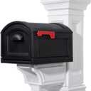 Step2 Town-to-Town XL Post-Mount Mailbox, Weather Resistant, Large Outdoor Mailboxes, Made of Durable Plastic, Easy to Install, USPS T4 Sized Mailbox, Flag Included, Onyx Black