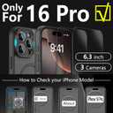 YFEMLAZ Magnetic for iPhone 16 Pro Case,with Screen Protectors X2,Full Camera Protection,Compatible with MagSafe,Translucent Matte,Anti-FingerprintShockproof Protective Phone Case,6.3",Black