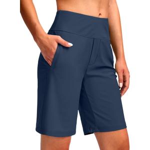 Viodia Women's 9" Long Swim Shorts Modest Swimsuits Bathing Suit Knee Length Bermuda Board Shorts for Women with Pocket (X-Large, Bright Ocean)