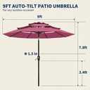 10FT Patio Umbrella 3 Tiers Outdoor Market Umbrella w/Push Button Tilt, Crank, UV and Waterproof Table Umbrella for Garden, Pool, Backyard, Deck, Lawn, Rose Pink