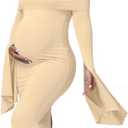 Women's Maternity Long Sleeve Off Shoulder Pregnancy Photography Dress for Baby Shower Photoshoot Party, XL