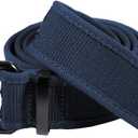 moonsix Canvas Web Belts for Men,Solid Color Casual Double Hole Grommet Belt (fit waistline 30"-36", 7-dark Blue)