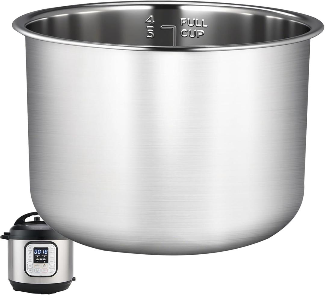 Upgraded Stainless Steel Inner Pot for Instant Pot 6 QT, Replacement Pot for Instant Pot 6 Quart, 304[18/8] stainless steel thickened design, 0 Coating, Non-Toxic (No Teflon)