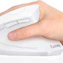 Lekvey Ergonomic Mouse, Vertical Wireless Mouse, Rechargeable 2.4G Optical Carpal Tunnel Mice with USB Receiver: 1000/1200/1600 DPI, 6 Buttons, for Laptop, Computer, Mac, PC, Desktop, Notebook, White