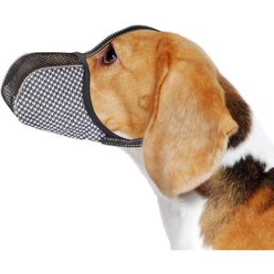 Dog Muzzle Medium Sized Dogs Anti Bite Bark Soft Air Mesh Muzzles Reflective Ajustable Full Coverage Dog Mouth Guard Cover for Grooming Scavenging Black, M