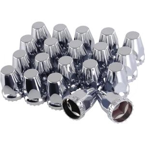 33mm by 2 3/4in Thread On Chrome Nut Cover Caps ABS Plastic Anti-Rust Screw-on Lug Nut Covers for Semi Trucks (Pack of 20)