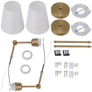 Wall Sconces Sets of 2 Hardwired Bathroom Vanity Light Fixture with White Lampshade, 85265V for Bedroom and Bathroom