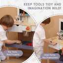 Wooden Kids Tool Bench with Electric Drill, Toddler Tool Bench with Storage Drawers and Platform, Toy Workbench Workshop with Play Tools Set for Boys and Girls, Perfect for Ages 3+, Large