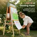 Tiny Land Easel for Kids with 2 Drawing Paper Roll, Adjustable Kids Art Easel, Learning-Toy for 3,4,5,6,7,8 Years Old Boy & Girls, Wooden Chalkboard & Magnetic Whiteboard & Painting Paper Pink