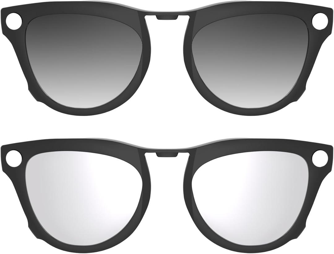 2Pcs Polarized Clip-on for Ray-Ban Meta Skyler & Gen 2 (RW4010/RW4014 52-20), Black Frame Discoloration Clip for Meta Skyler Accessories Protect Your Eyes, Cool and Fashion (Silver + Grey)