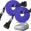 Hlogree 2PCS Car Cover Gust Straps Wind Protector,Bungee Cords Hook Clips Kit Hold Tarp Tie Down from Blowing Off in High Winds-Universal Fit for Most Cars,Sedans,SUVs,Trucks,Vans and More-Blue