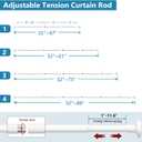 Bonpally Shower Curtain Rod 32-89 Inches Adjustable, Non-Slip Spring Tension Shower Rod Stainless Steel for Bathroom, No Drilling, White