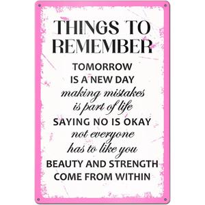 Inspirational Wall Art Decor Pink Positive Quotes Metal Tin Sign for Home Office Preppy Room Bedroom Wall Decor, 8x12 Inches