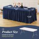 PARTISKY 1 Pack Navy Blue Tablecloths for Rectangle Tables 8ft, Wrinkle Resistant Navy Blue Table Cover Fitted Stretch Table Cloth with Pleated Ruffle Skirts for Party Banquet Dining Birthday Wedding