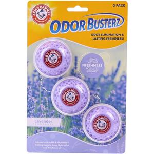 Arm & Hammer Odor Busterz Lavender Deodorizing Balls - Air Freshener and Odor Eliminator - Long-Lasting Freshness for Home, Bathroom, Closet, Gym Bags, Sports Gear and More - 3-Count, Lavender Scent