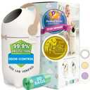 iTouchless Odor-Locking Diaper Pail - 2026 Award-Winning Ag+ Silver Ion Nursery Bin - Fits Any Bag, No Refills Needed - Includes 20 Leak-Proof Bags (Hold 300 Diapers) - Boho White Baby Registry Gift