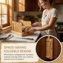Bamboo Bread Slicer for Homemade Bread, Adjustable with Foldable Slicing Guide & Crumb Tray, Even Slicing for Sourdough Loaf, Sandwich Bread, Bagels & Cakes, Kitchen Baking Gadget