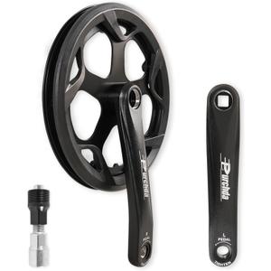 Bike Crankset for Ebike: 48T/52T Universal Bike Crankset Set Double Chain Cover 170mm Aluminium Alloy Arm for Single Speed and 6/7/8 Speeds Electric Bikes, Fat Tire Bike (Crank Removal Tool Included)