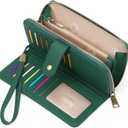 GAEKEAO Wallet for Women Clutch RFID Blocking Wristlet Leather Purse Large Capacity Credit Card Holder with Grip Hand Strap