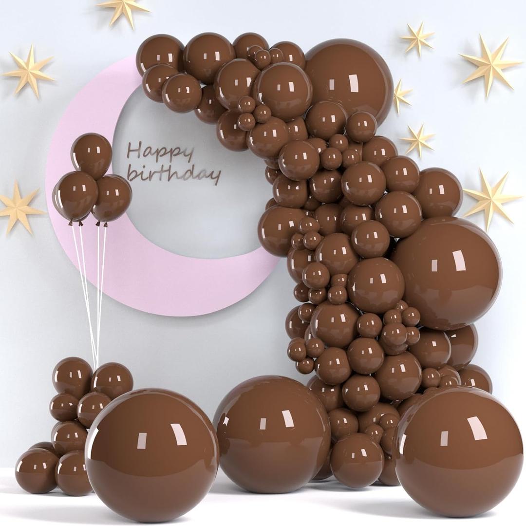 Dark Brown Balloons, 140pcs 18 12 10 5 Inch Different Sizes Pack Party Latex Balloons for BOHO Birthday Halloween Holiday Balloon Garland as Party Decorations