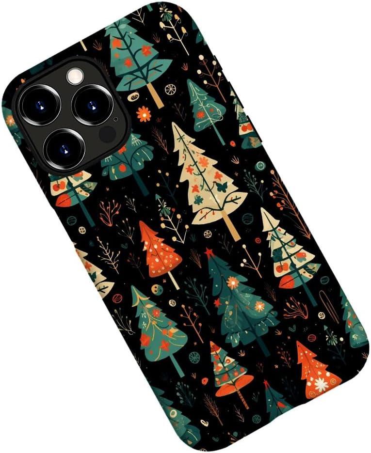 Case for iPhone 14 Pro, Christmas Tree Phone Case Military-Grade Drop Protection Cover for Women Girl - Frosted