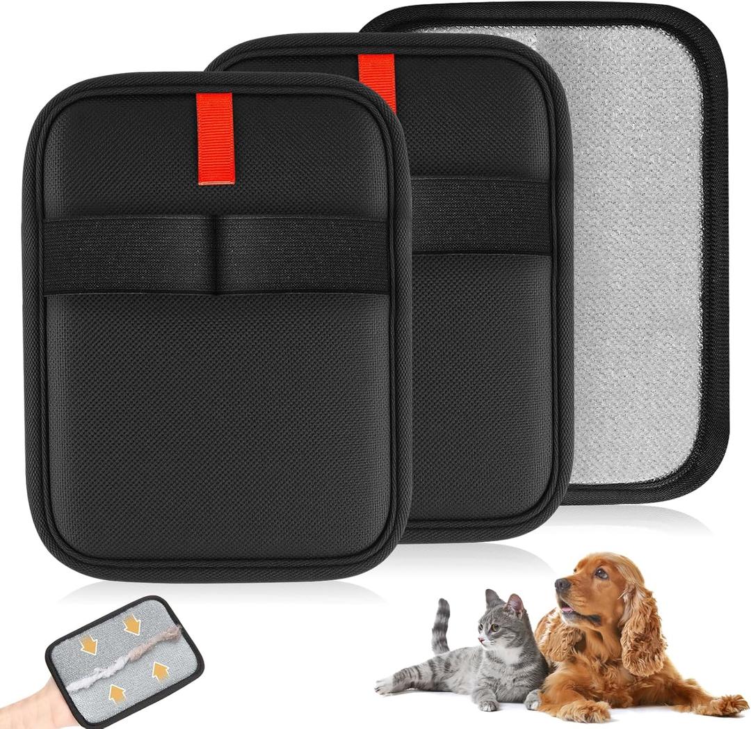 2 Pack Pet Hair Removal Gloves, Washable Electrostatic Cat and Dog Hair Remover for Furniture, Car Seats, Clothing, Curtains and Couches, Large 6.7x5.1 Inch Design