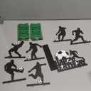 Geetery 7 Pcs Soccer Table Top Decorations Centerpieces Soccer Ball Happy Birthday Wooden Signs Player Silhouette Detachable Gifts for Football Fans Club Sports Theme Party Supplies