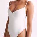 Women's Sexy V Neck Bodysuit Ruched Body Suits Spaghetti Strap Backless Cami Bodysuit Top, M