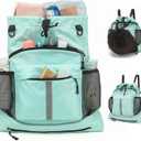 Drawstring Backpack, Waterproof Sandproof Beach Backpack for Sport Gear Small Gym Bag with Hidden Ball Net Pocket and Seperated Wet Pocket Draw String Back Bag for Women Men, Green