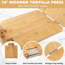 10 Inch Square Bamboo Tortilla Press Set with 60 Pc Parchment Paper, Heavy Duty Tortillera for Mexican Tacos, Roti, Burrito & Patacones