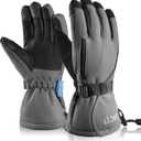 MCTi Waterproof Mens Ski Gloves Winter Warm 3M Thinsulate Snowboard Snowmobile Cold Weather Gloves Grey Medium