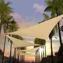 Amgo 8' x 8' x 8' Beige Triangle Sun Shade Sail, 95% UV Block Outdoor Shade Canopy, 200GSM HDPE Breathable Mesh Fabric for Small Patio Balcony and Garden