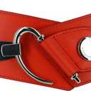 FASHIONGEN - Cowhide leather elastic belt for women, DARLENE (Red)
