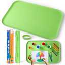 Silicone Craft Mats for Kids 24"x16" with Raised Lip & Non-Slip | Reusable Silicone Art Mat for Play Sand, Painting, DIY Crafts | Durable Design (Green)