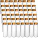 Frcctre 48 Pack 50ml Glass Test Tubes with Cork Stoppers, 30x100mm Clear Round Bottom Glass Test Tubes for Bath Salt Candy Storage Science Lab Party Plant Propagation Container
