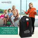 reperkid Large Stroller Bag for Airplane Travel, Black & Red, 47" H x 24" W x 15" D, Fits Most Large, Single, Double, Jogging Strollers Premium Waterproof Cover, Adjustable Shoulder Straps