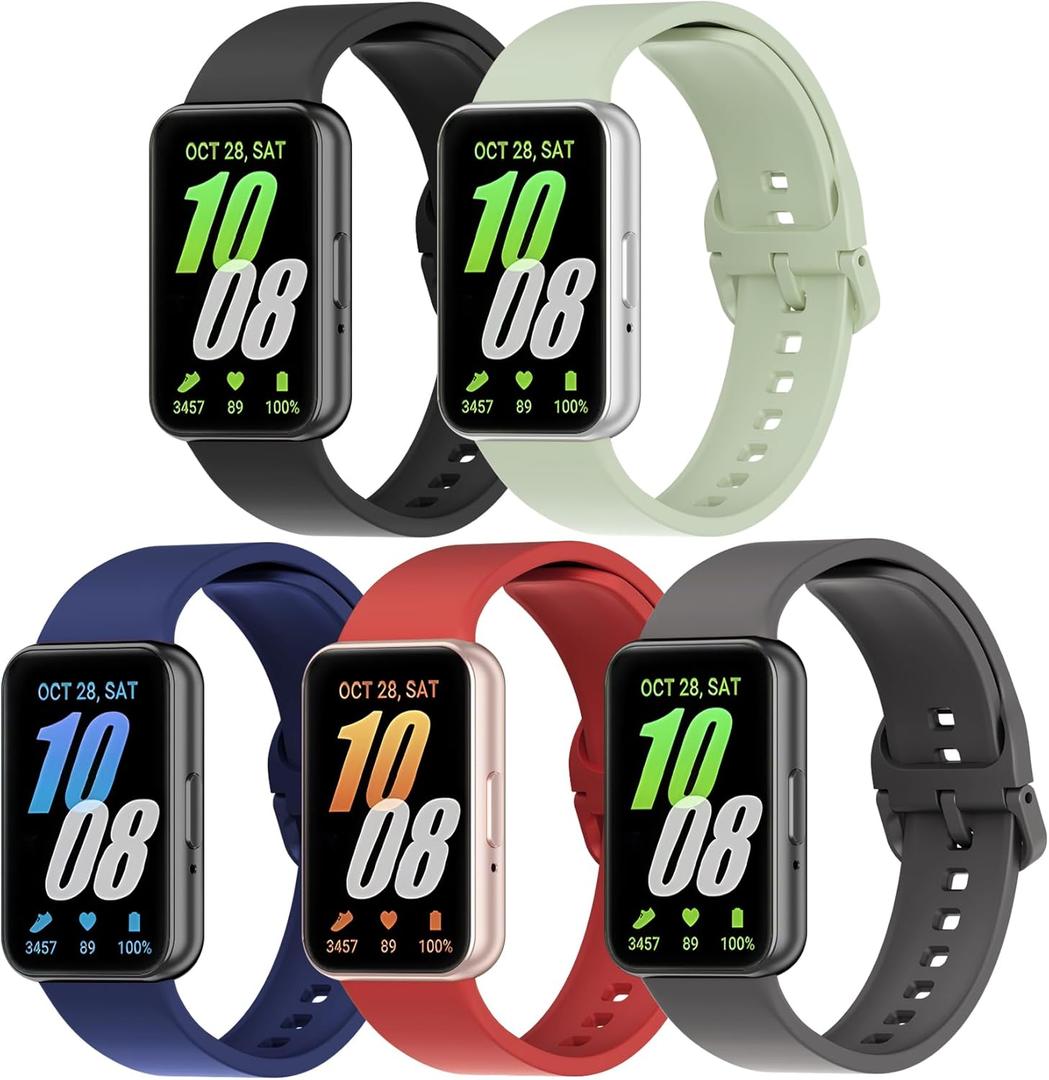 5 Pack Silicone Band Compatible with Samsung Galaxy Fit 3, Soft Adjustable Sport Breathable Replacement Watch Strap Loop for Galaxy Fit 3 SM-R390 Smartwatch Accessories